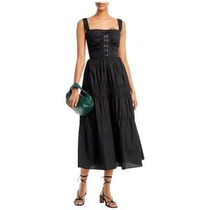 Nicholas Halle Corset Midi Dress Square Neck Black - 4